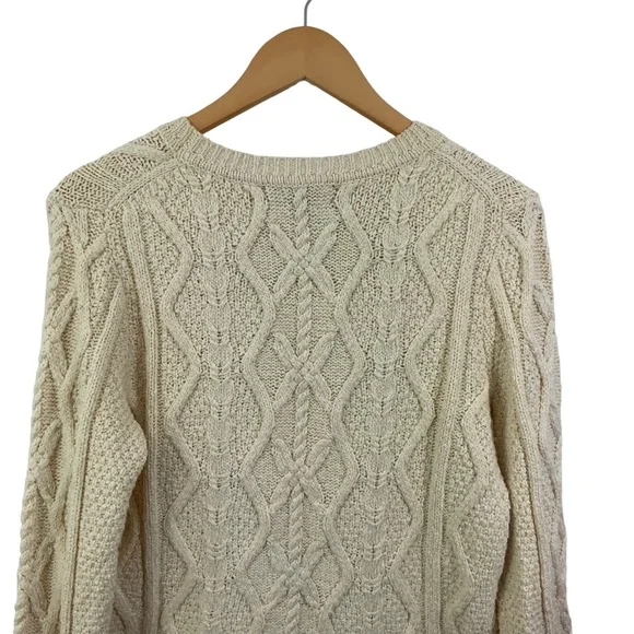 BANANA REPUBLIC Long Sleeve Sweater Cable Knit Sweater Chunky Cream Sweater K15 - Picture 5 of 8
